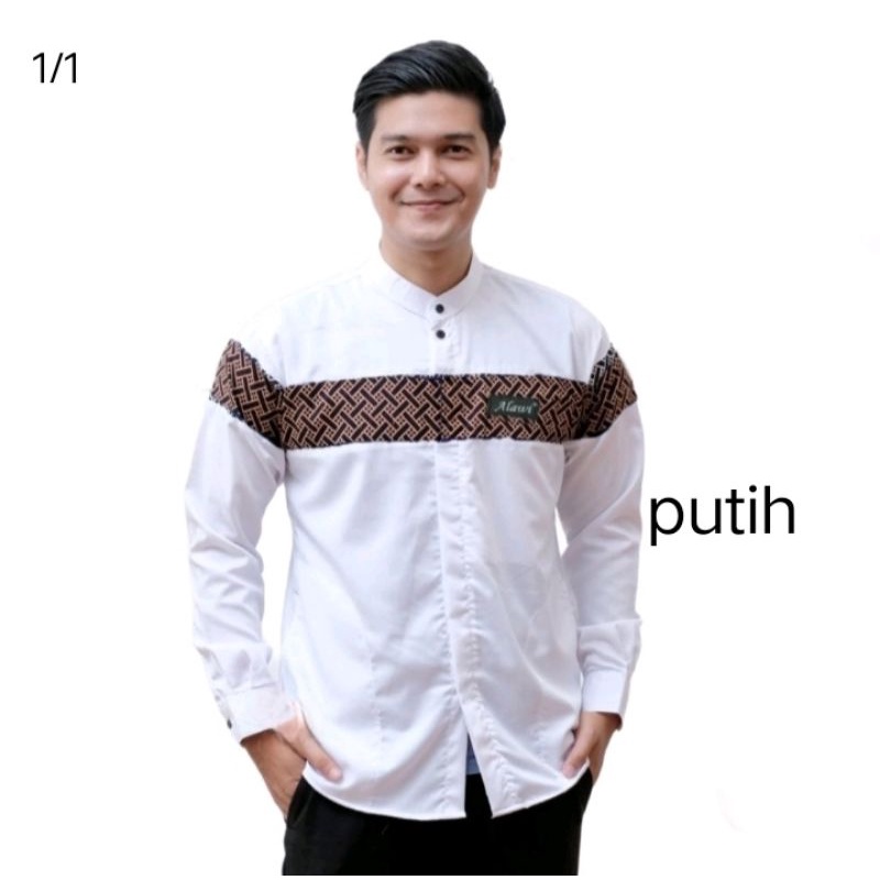 Baju Koko Pria Dewasa Lengan Panjang Motif Kobata Qynang Kombinasi Batik Terbaru