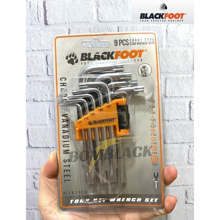 BLACKFOOT Kunci L Bintang Set 9 Pcs Pendek Lubang Star TORX Hex Key Short MURAH