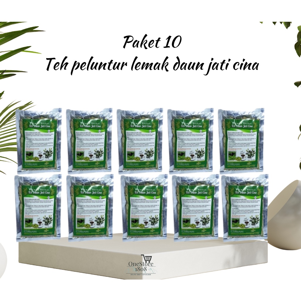 

Paket 10 Teh peluntur lemak daun jati cina