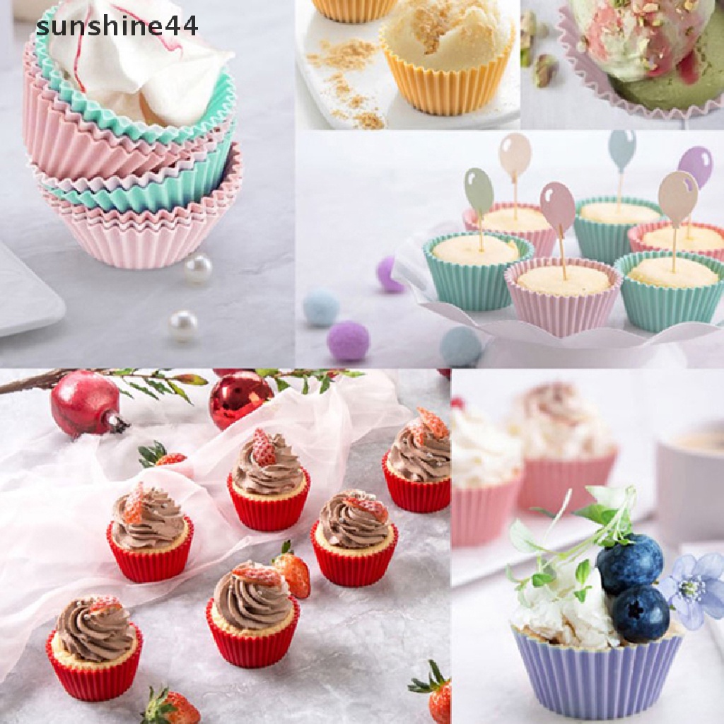 Sunshine 6 Pcs Cetakan Silikon Cupcake 6 Pcs Kue Muffin Loyang Kue Non Baking Tray.