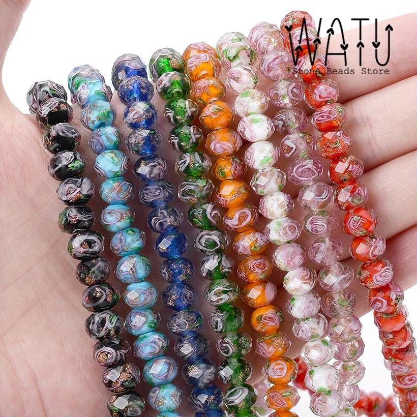 Bahan Gelang Emas Cyrstal Ceko Murano Lampwork 1String