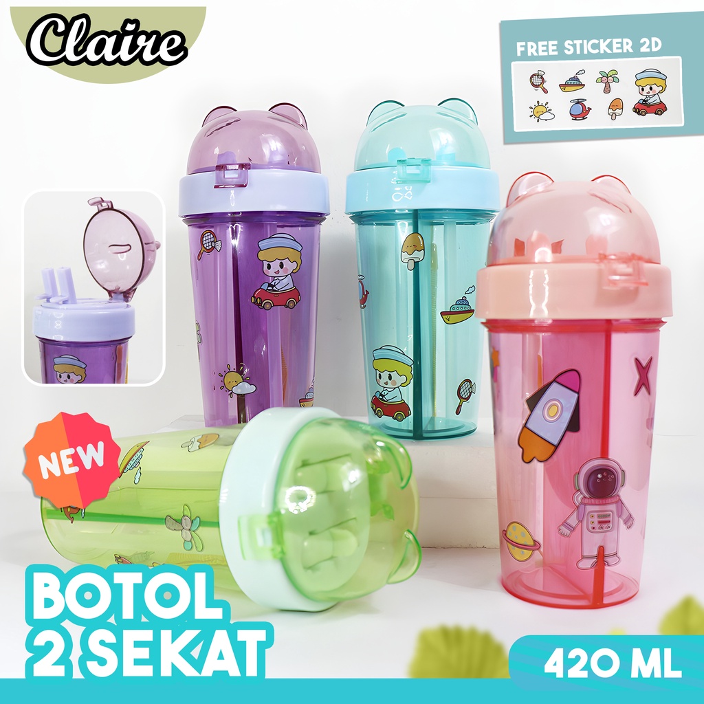 BOTOL MINUM 2 SEKAT TANDUK TERBARU / BOTOL MINUM 420ML / BOTOL MINUM T MURAH