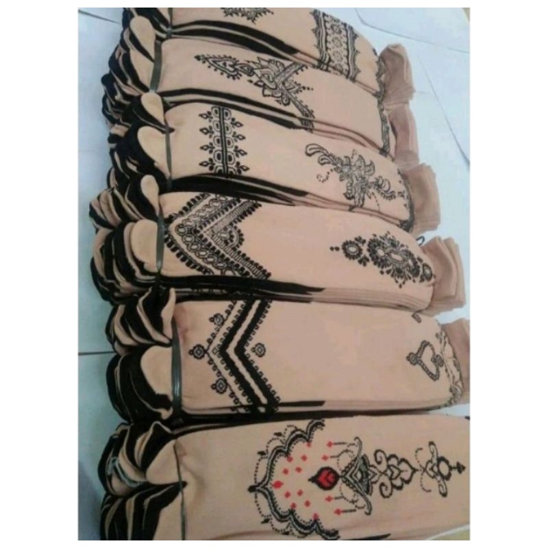 grosir!!! (12 Pasang) kaos kaki jempol motif henna krem wanita muslimah panjang motif random nyaman di gunakan