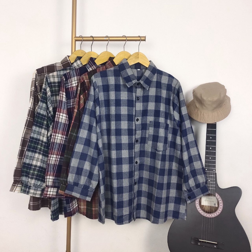 FLAN 1/2 FLANEL KEMEJA SUPER JUMBO FLANEL BIGSIZE OOTD OVERSIZE LD 120 130 140 150 COD