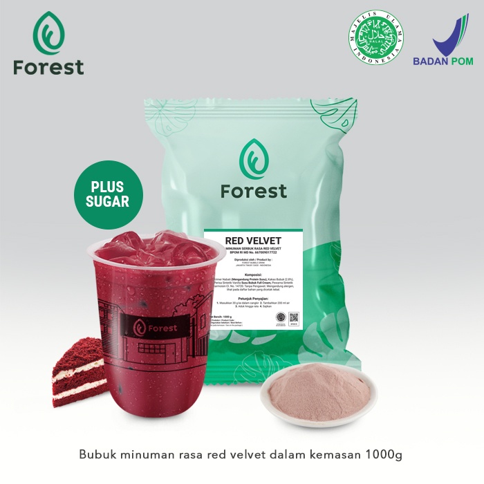 Bubuk Minuman RED VELVET Powder 1000g PLUS GULA - Forest Bubble Drink