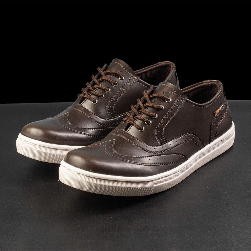 FELIKS DARKBROWN |ManNeedMe x FLAZHBACK| Sepatu Sneakers Pria Casual Shoes DIJAHIT ORIGINAL