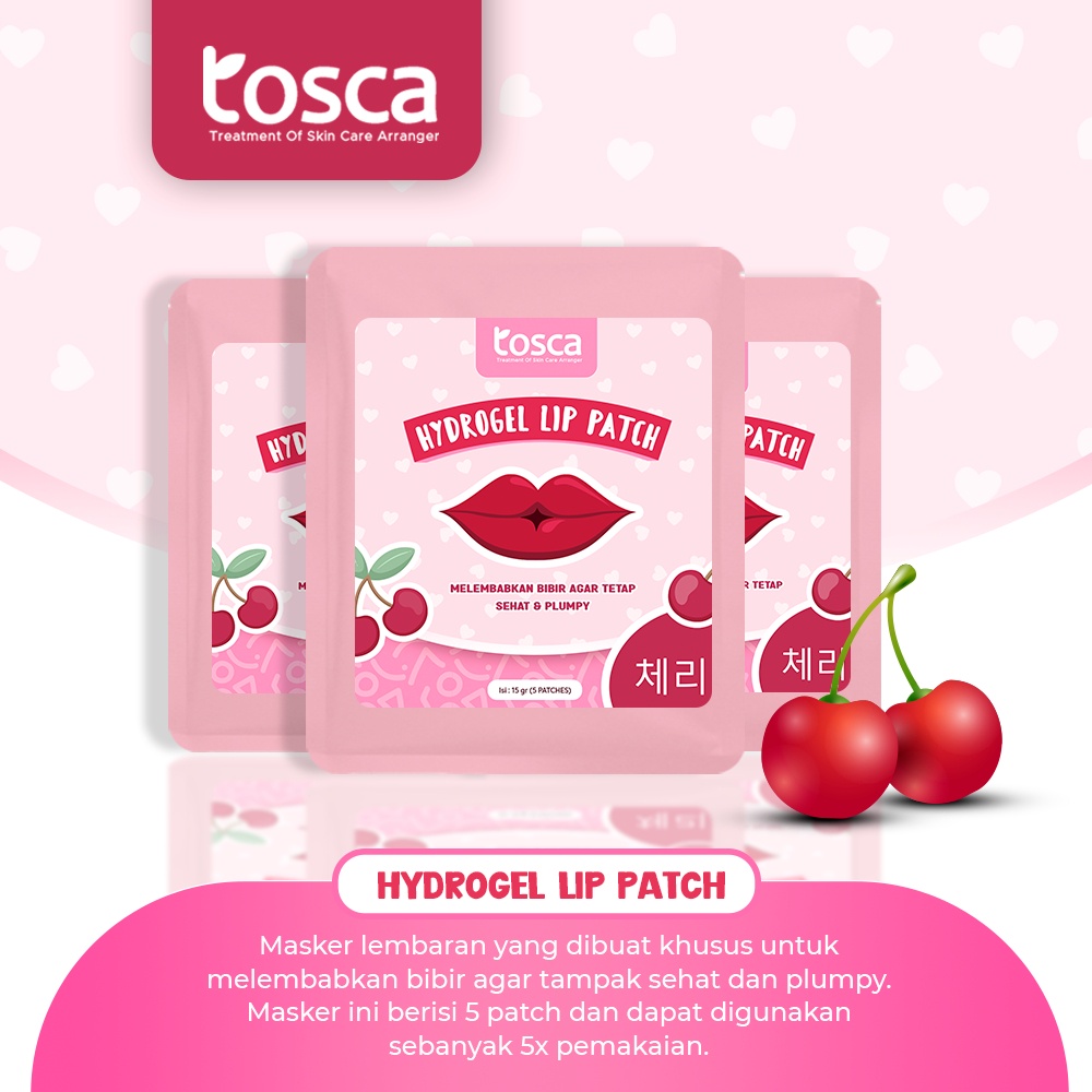 Masker Bibir Tosca Cherry Hydrogel Lip Patch Mencerahkan Bibir