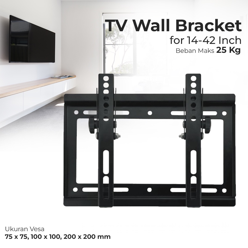 CNXD Tilting Wall Bracket 200 x 200 Pitch for 14-42 Inch TV - Black