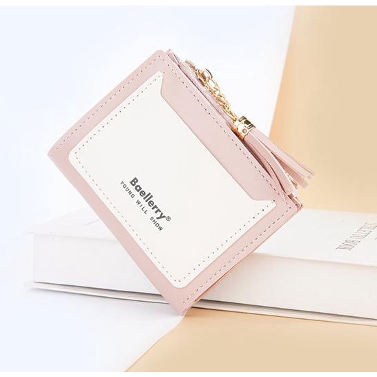 DOMPET LIPAT WANITA KEKINIAN BRANDED PREMIUM BATAM BAELLERRY ORIGINAL MINI KULIT PINK PIALIA WA641P3 IMPORT KECIL SLOT KARTU UANG RESLETING KOIN LUCU KOREA REMAJA