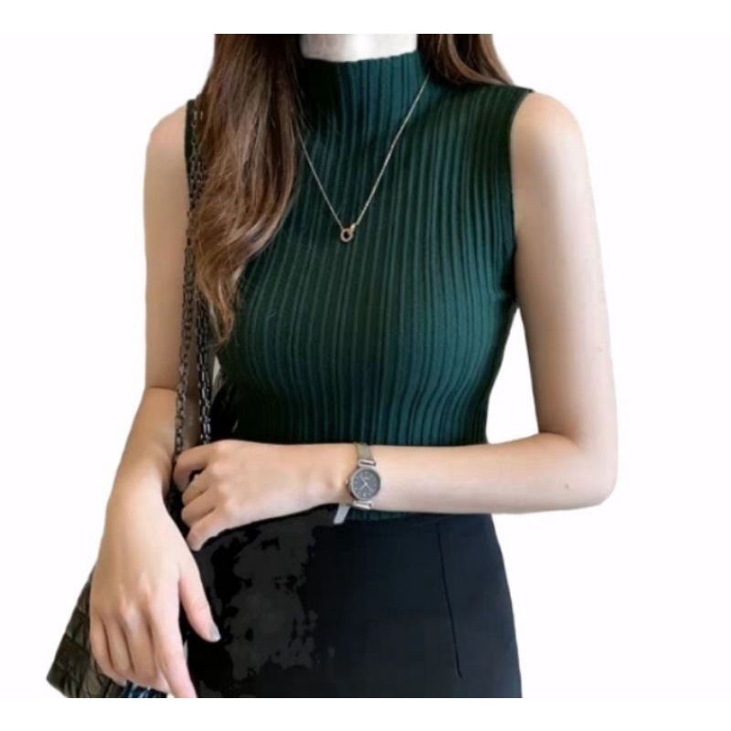 DC_INNER RAJUT LIDYA TANK TOP//ATASAN TURTLENECK WANITA KOREA//BAJU WANITA PRES BODY