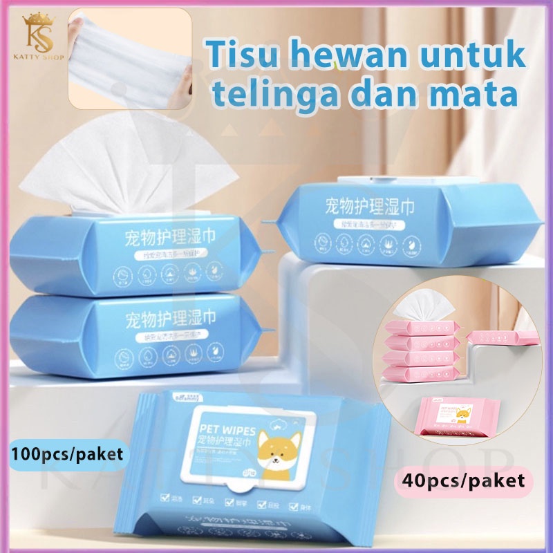 Tissue Basah kucing Anjing Pet Wipes 40pcs/100pcs Tissue Basah Pembersih Hewan Grooming Kucing Anjing Kelinci