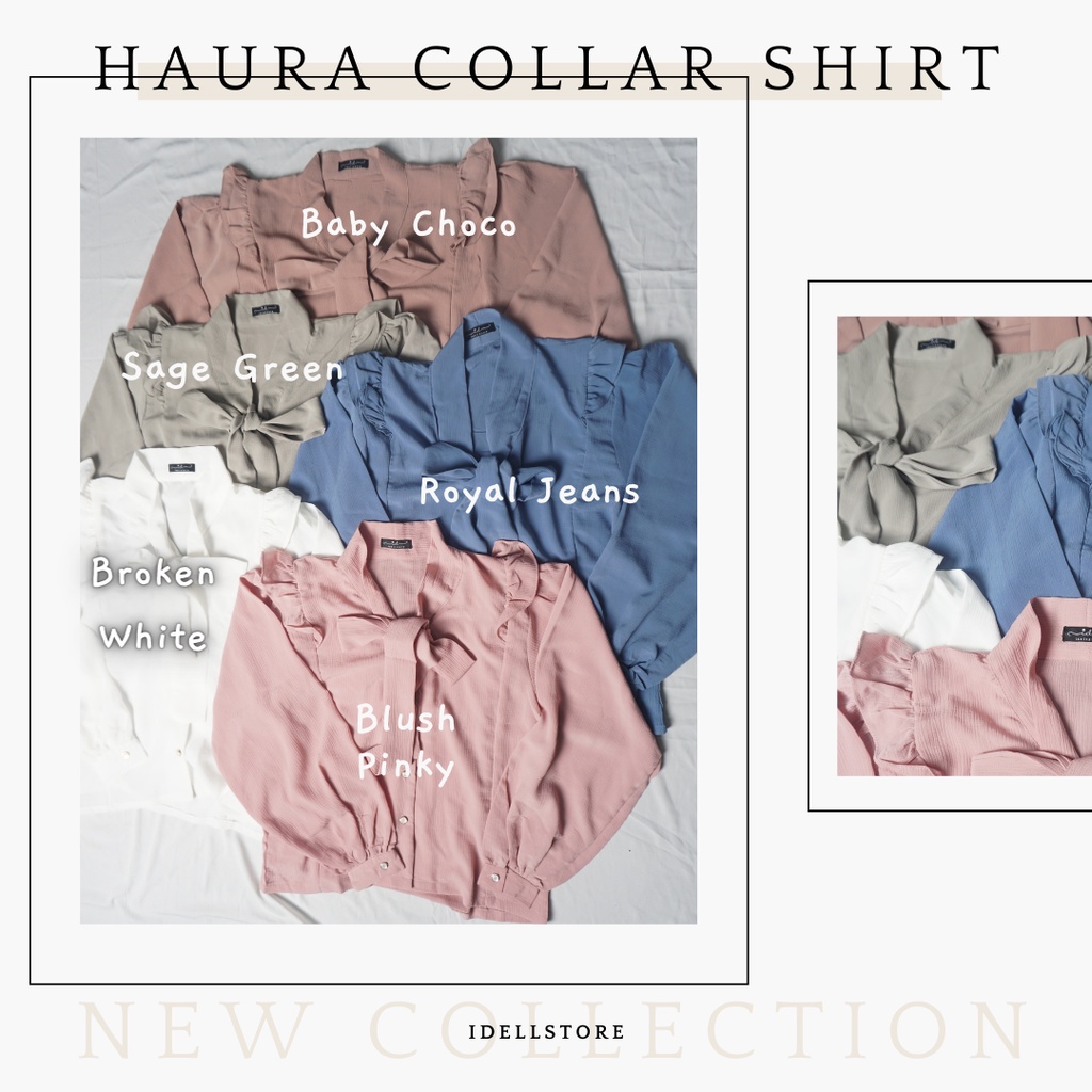 Haura Collar Shirt Korean Kemeja Korean Berserat Menyerap Keringat Kemeja Adem Berkerah Collar Berdasi Korean Looks Premium Kemeja Kantor Lucu
