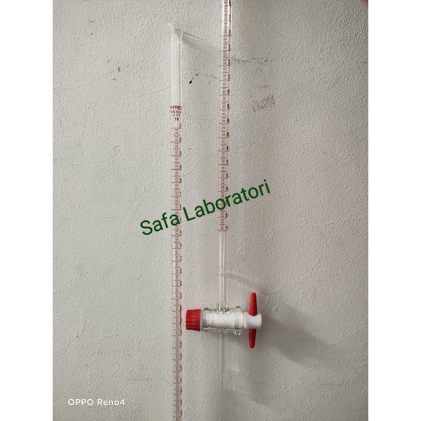 Buret 10ml Kran Teflon merk Pyrex