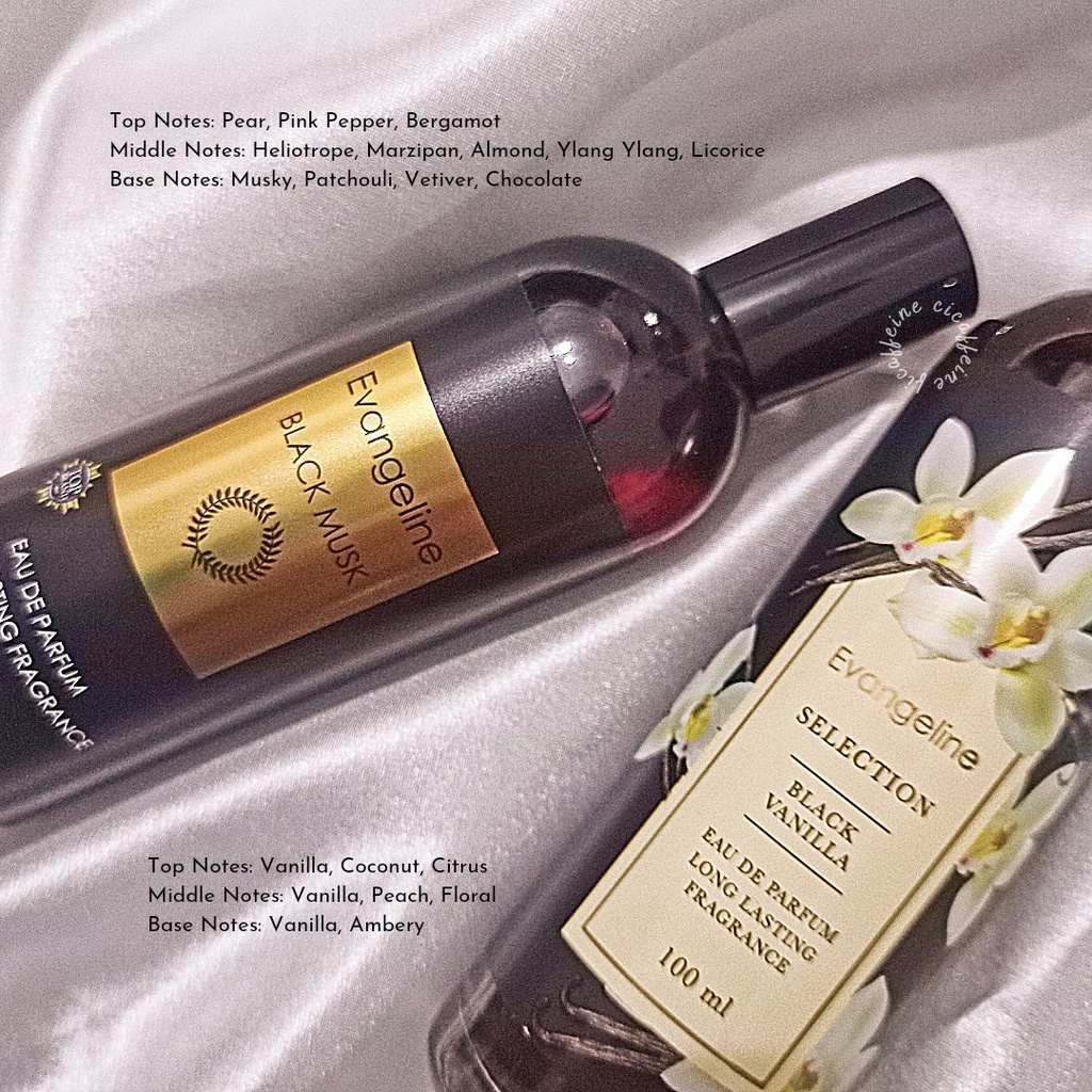 Parfum Evangeline Black Series 100ml EDP BPOM | Black Musk | Black vanilla | Black Sakura | Parfum U