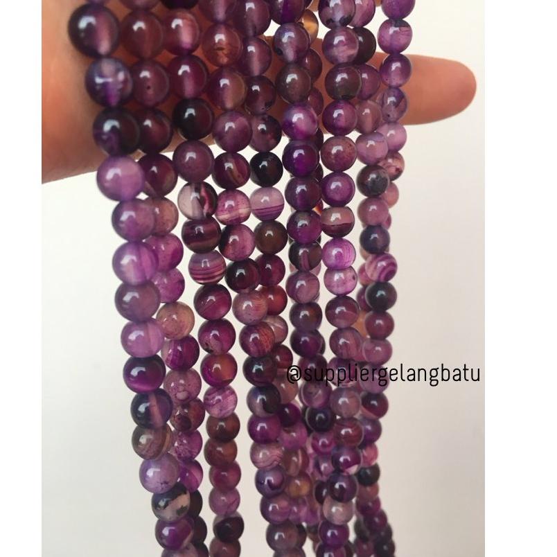 bahan batu kecubung 8mm amethys DIY craft bongkah akik kalimantan kerajinan kesehatan theraphy [LBU.