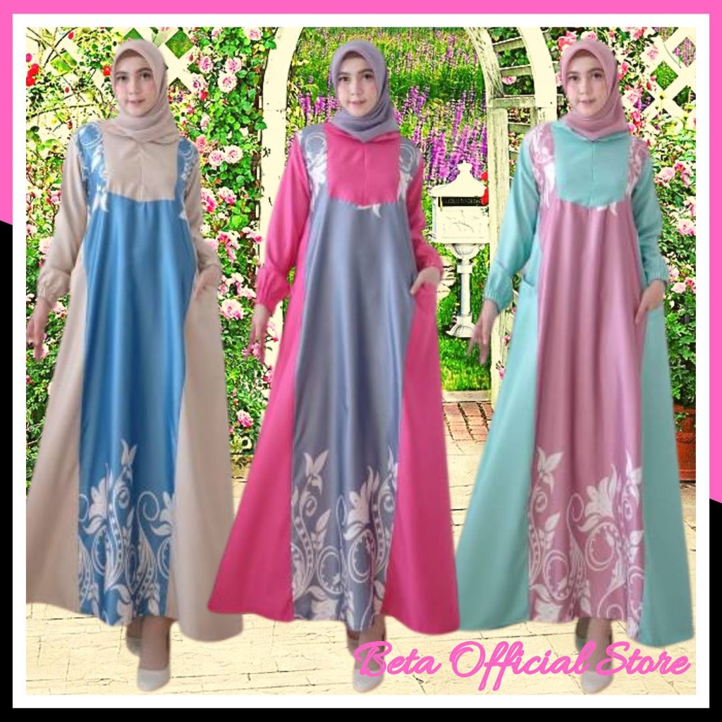 Baju Gamis Maxi Dress Longdress Jumbo Wanita Muslimah Dewasa Busui Modern Elegan Trendy Anggun Canti