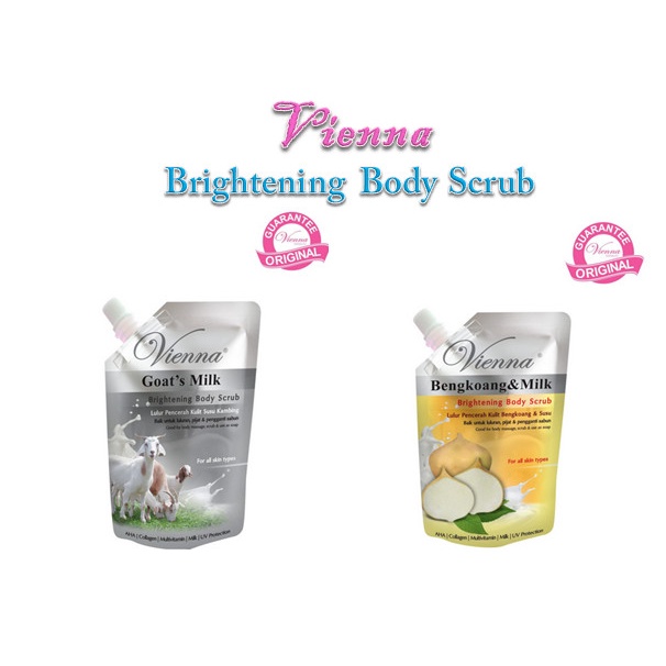 VIENNA BRIGHTENING BODY SCRUB SACHET LULUR VIENNA REFFIL 250GR GOAT MILK