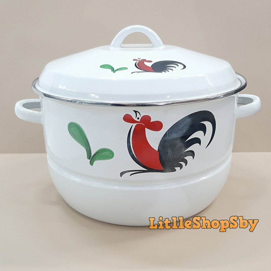 Panci Jumbo Besar Enamel 34Cm Putih Ayam Jago