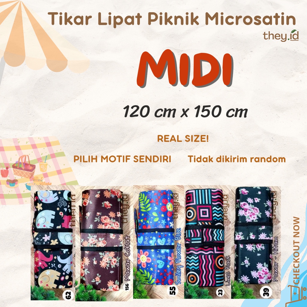 Tikar Lipat Piknik Microsatin Anti Air 120x150 cm Bisa Pilih Motif