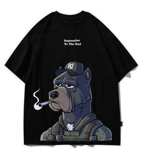 Mokokomo Kaos T-shirt Cotton Combed 24s Dog Cat Oversize Atasan Oversize Unisex