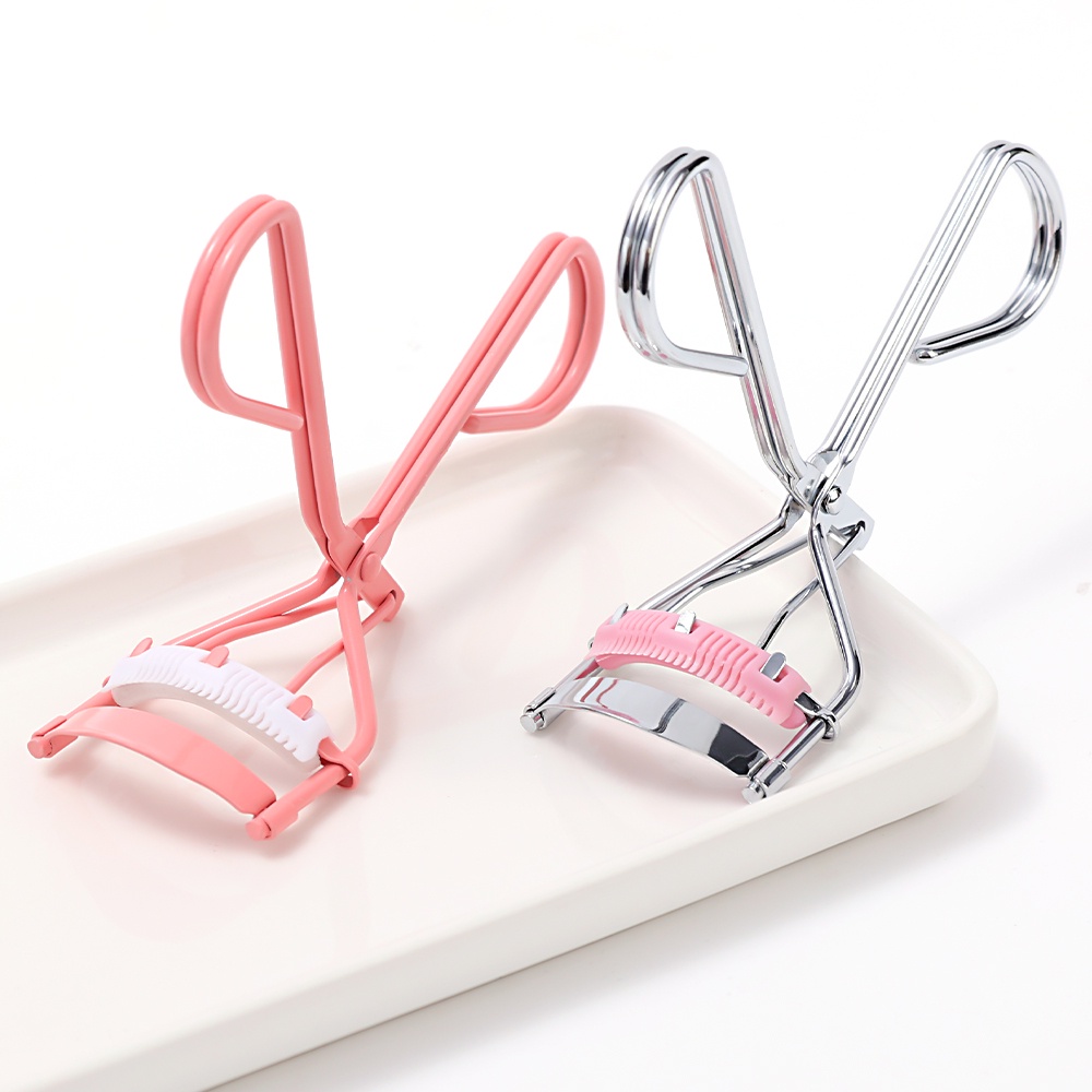Penjepit Bulu Mata Pink Alloy Profesional/Klip Bulu Mata Tahan Lama Dengan Sisir Alat Makeup Kecil
