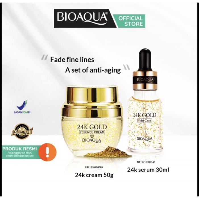 SKINCARE GLOWING BIOAQUA PAKET 2IN1 SERUM DAN CREAM BIOAQUA SERUM DAN ESSENCE CREAM