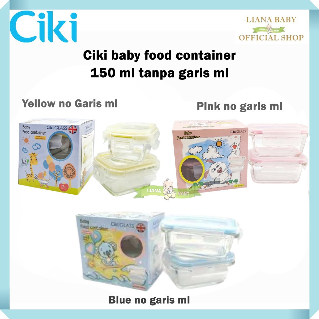 MAK146 CIKI BABY FOOD CONTAINER GLASS 150ML ISI 2 PCS TEMPAT PENYIMPANAN MPASI