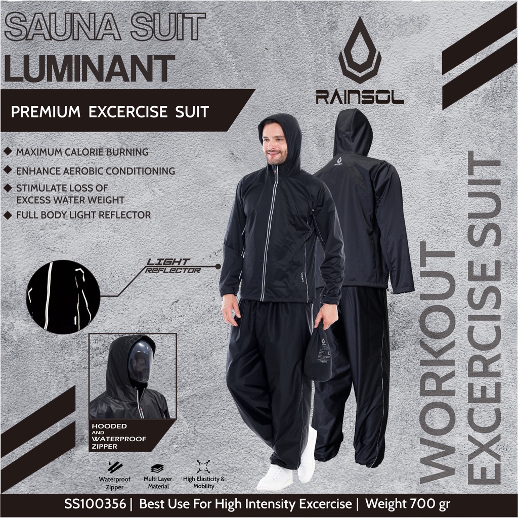 Sauna Suit Luminant | Full Body Light Reflector | Waterproof Zipper | Premium Exercise Suit