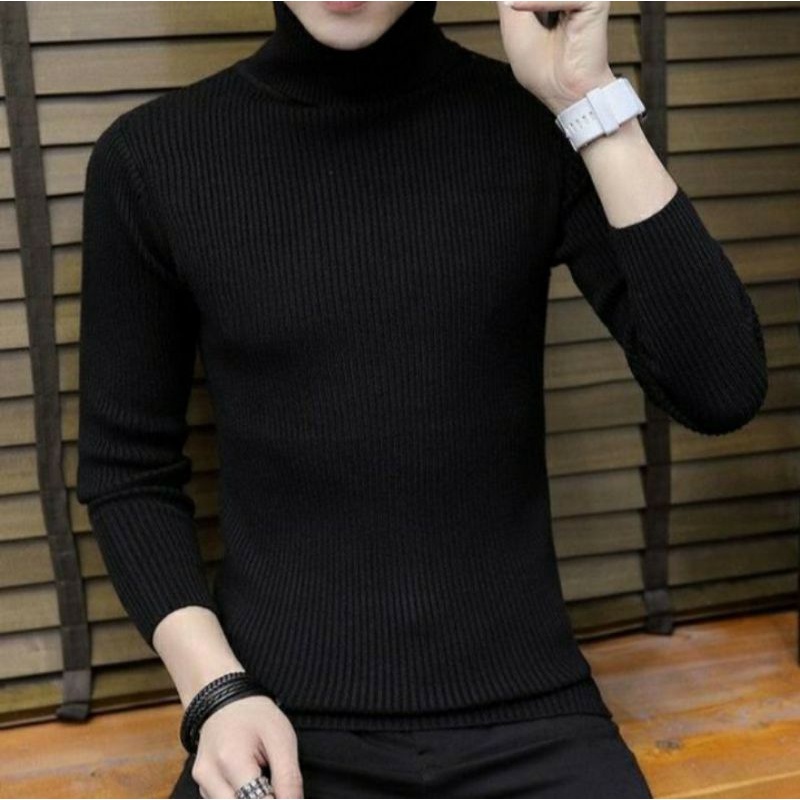 TURTLENECK PRIA LENGAN PANJANG/SWEATER LONG NECK RAJUT TEBAL PREMIUM/BAJU LENGAN PANJANG KERAH TINGG