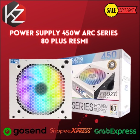 Power Supply 450W ARC Series Vurrion PSU Gaming 450Watt 80 Plus Resmi - Putih, 450W