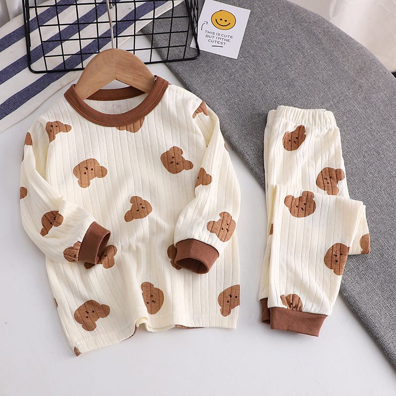 Baju Tidur Anak Setelan Piyama Bayi Set Lengan Panjang Bear