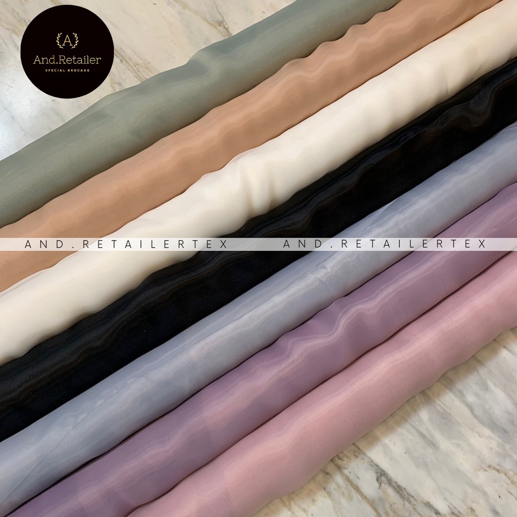 Bahan Kain Organza Polos Premium Silk Kain Kaca Polos
