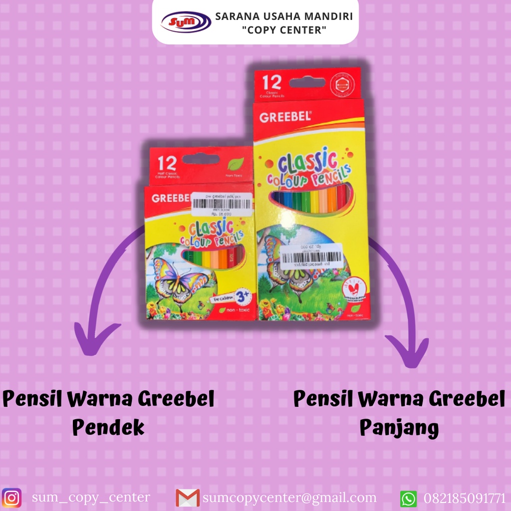 

Pensil Warna Greebel 12 Warna Panjang / Pendek Original
