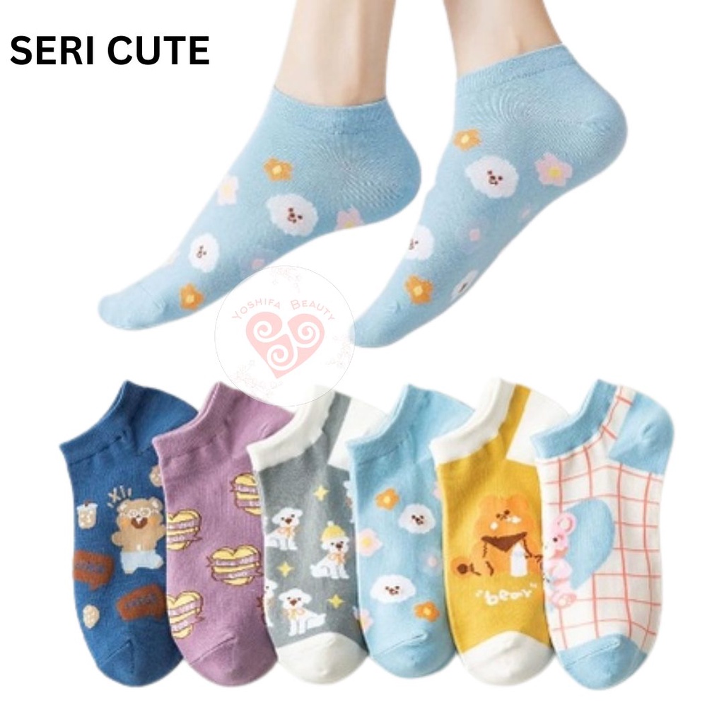 Kaos Kaki Wanita Motif Lucu Bear Brown | Kaoskaki Beruang Murah Fashion Korea Women Sock Import