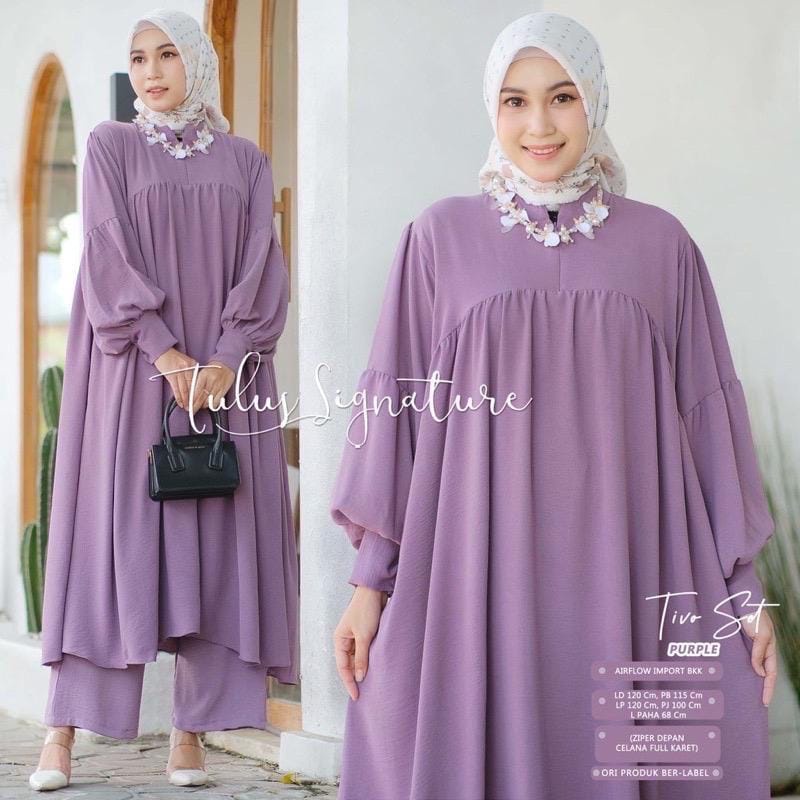 MELIDA SET // SETELAN TUNIK LONG CRINCLE AIRFLOW