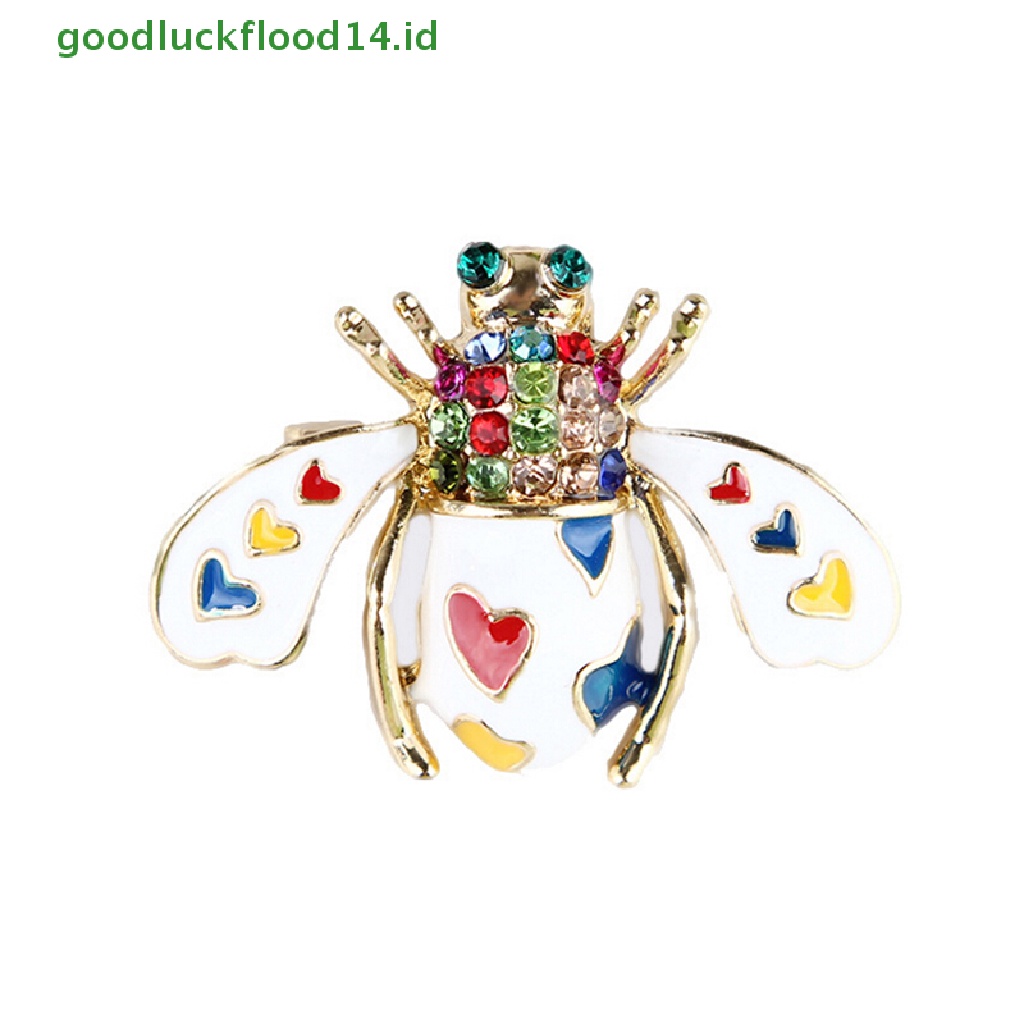 [GOOGFOUR] Fashion Kristal Enamel Jantung Lebah Serangga Bros Pin Syal Korsase Perhiasan Hadiah [TOP]