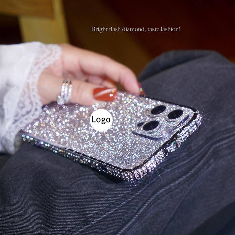 IPHONE Bling Berlian Casing Bumper Ponsel Untuk Iphone14 13 12 11 Pro Max Plus Case Glitter Berlian Imitasi Bingkai Logam Untuk Iphone14Plus Iphone12Mini