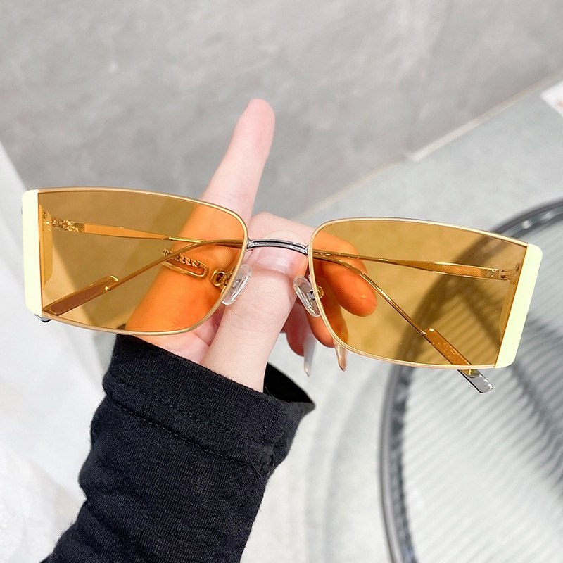 Kacamata Hitam Lensa Hip Hop Ocean Kacamata Bingkai Kecil Metal Untuk Pria Dan Wanita