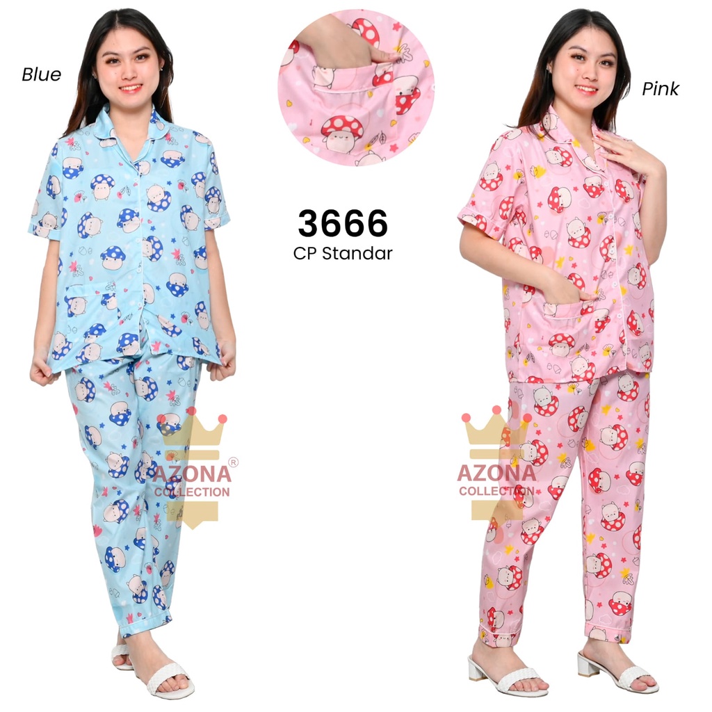 Dtree . baju tidur piyama dewasa cp motif mushroom katun eropa/ katun lokal