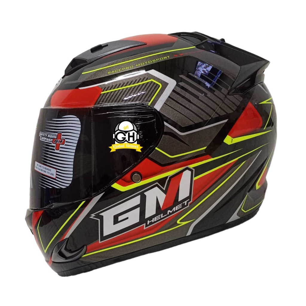 HELM GM RACE PRO MOTIF TUNER BLACK RED SINGLE VISOR