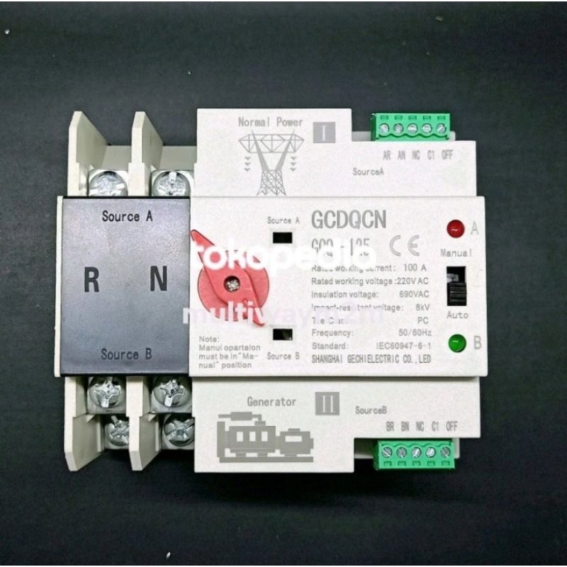 Automatic Transfer Switch ATS AC 2P 220V 100 A DiN Rail