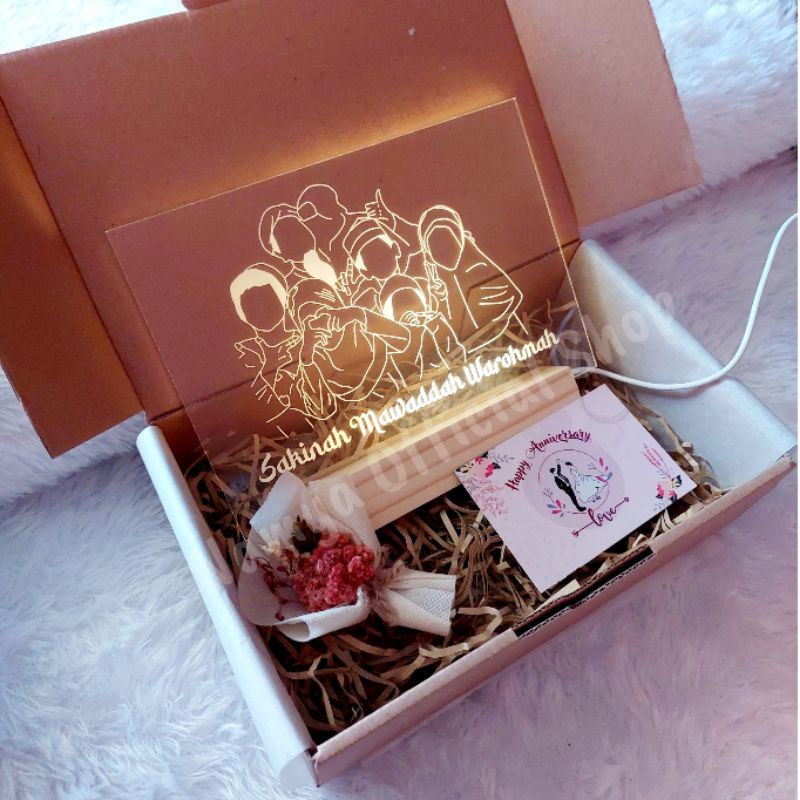 Hampers Akrilik LED|Lampu Tidur Hias|Akrilik bisa request gambar