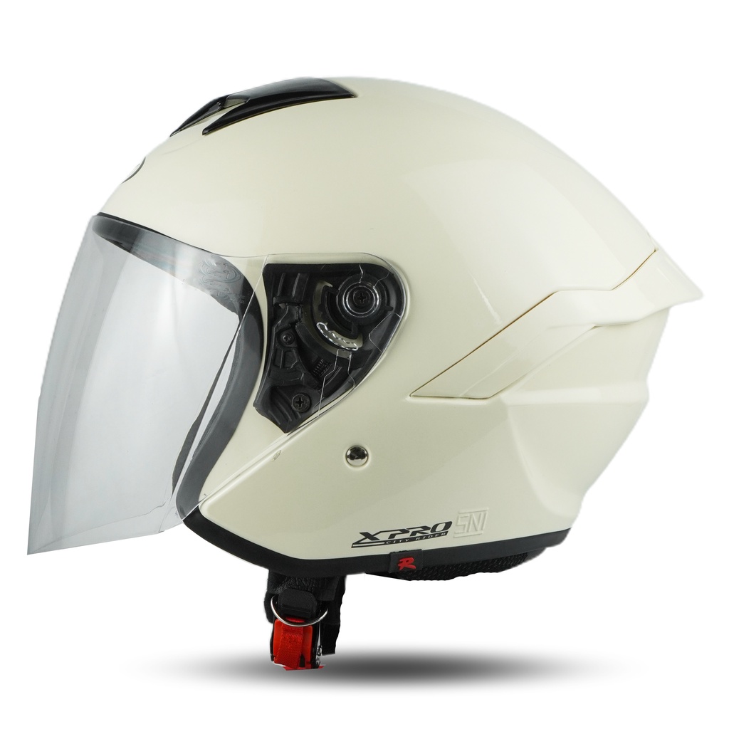 RSIX HELM POLOS DEWASA SNI SERIES WARNA CREAM VISOR SILVER