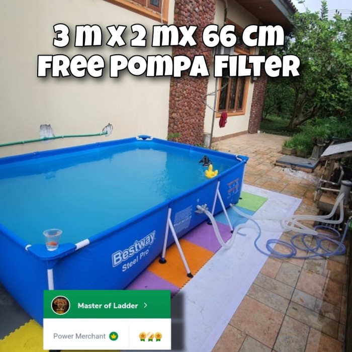 :::::::] Bestway Kolam Renang Portable Frame Besar 300 X 201 X 66 Cm + Filter