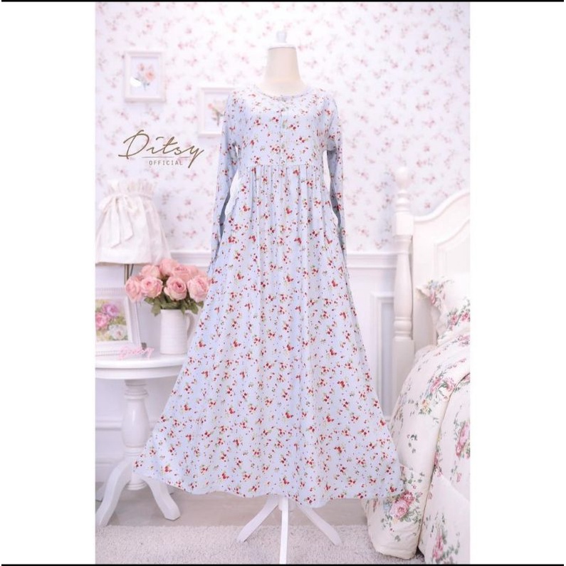 Strawberry Blue Nightgown by ditsy /sleepware ditsy/daster ditsy