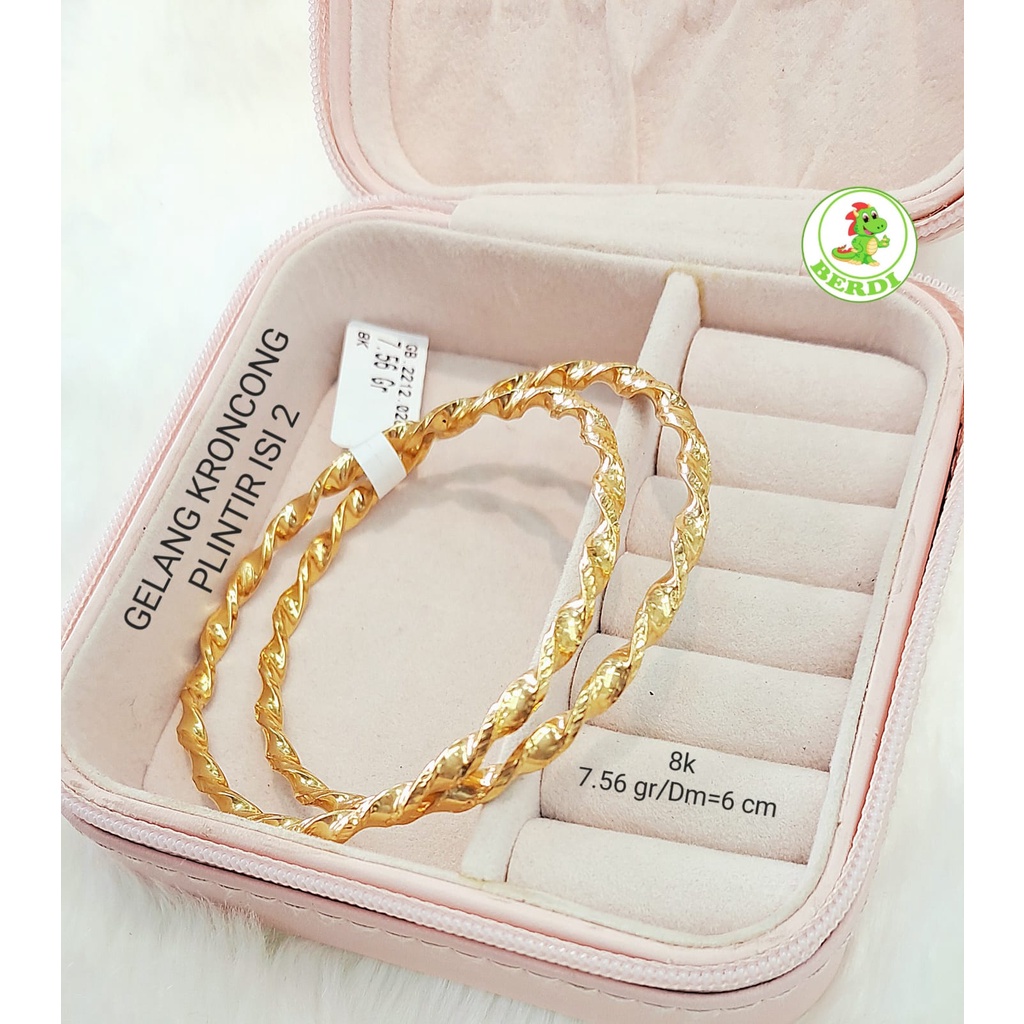 Gelang keroncong model plintir wanita kadar 375 diameter 6cm