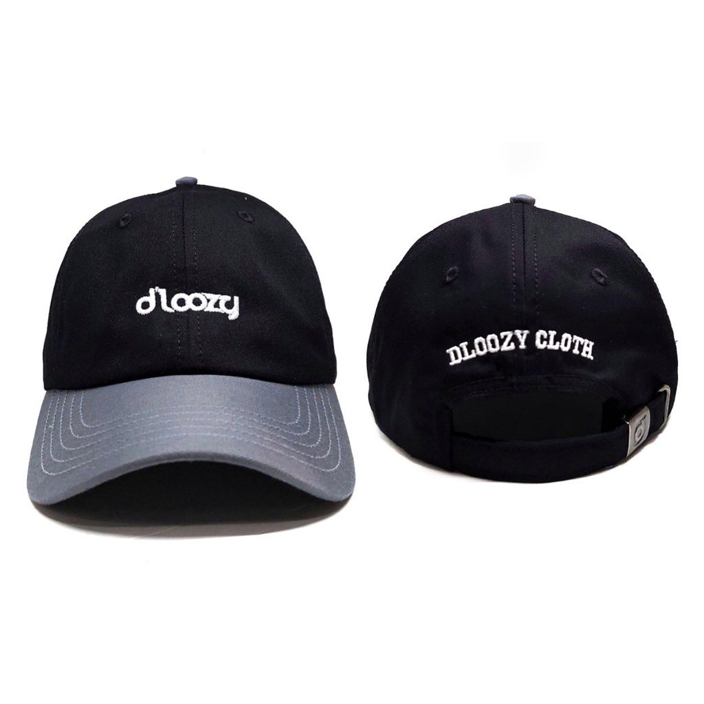 DLOOZY Topi Baseball Polo Cap Hitam Abu Dlz08