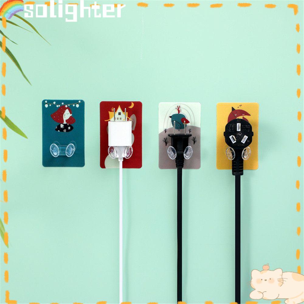 Solighter 4pcs Kait Dinding Kantor Perekat Dekorasi Kamar Mandi Dapur Colokan Listrik Socket