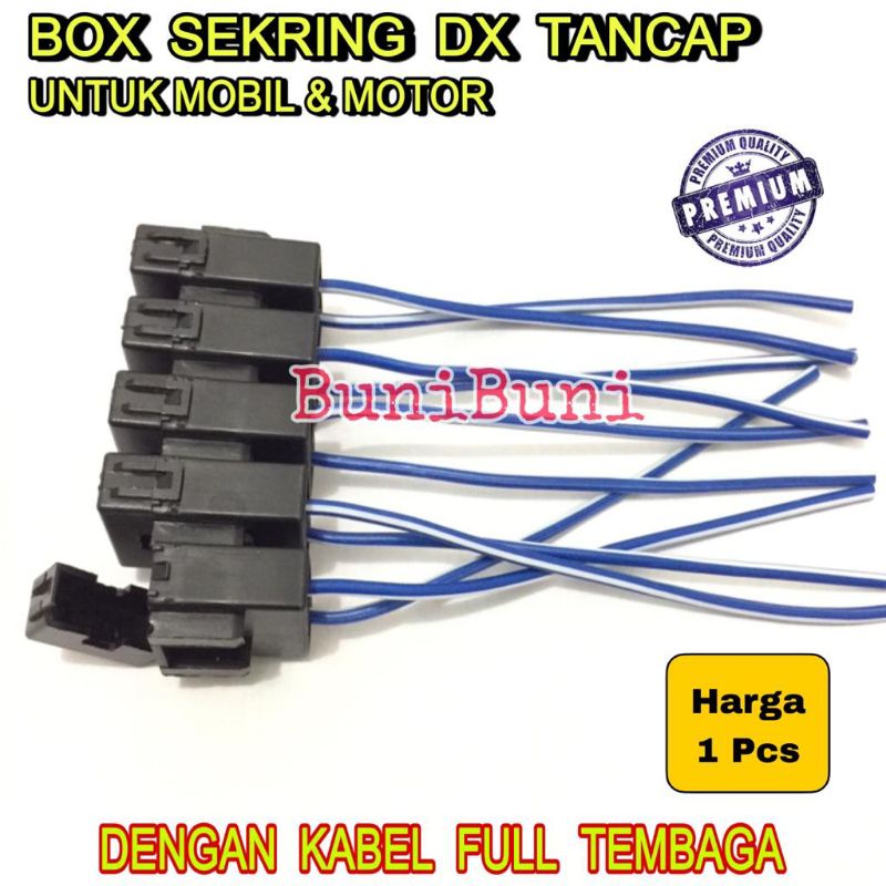 FUSE BOX / Rumah Sekring Sikring DX Tancap BESAR Untuk Mobil Motor Dengan Kabel Termbaga (FBDX2)