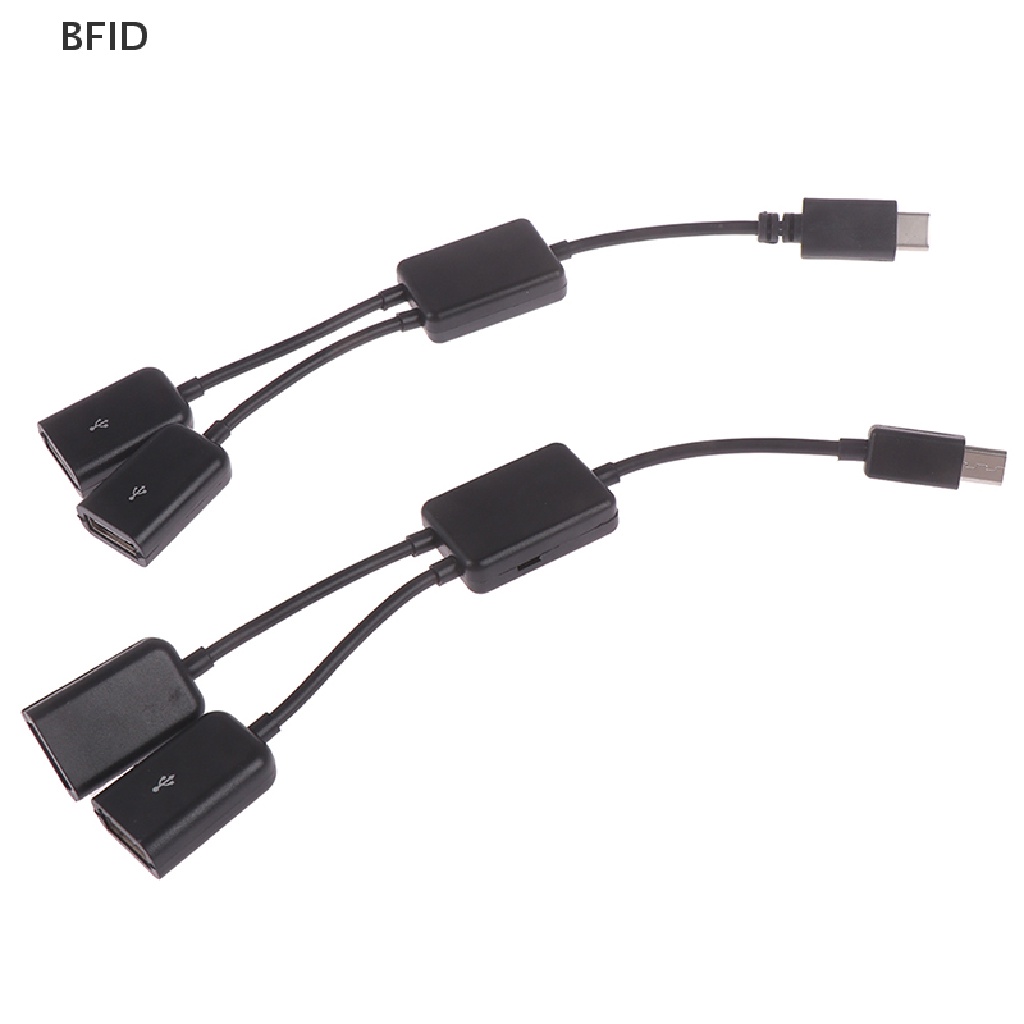 [BFID] Micro usb/Tipe c Ke 2kabel otg dual female usb port hub y splitter adapter [ID]